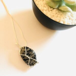 Snowflake Obsidian Smooth Necklace