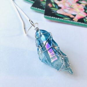 Blue Angel Aura Quartz Raw Necklace
