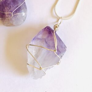 Amethyst Raw Silver Necklace