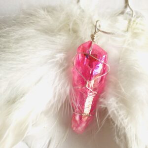 Pink Angel Aura Quartz Raw Necklace