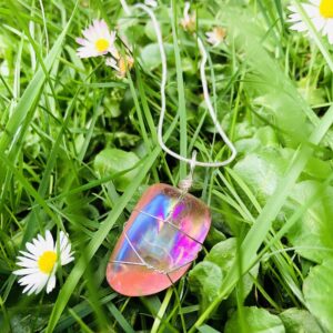 Pink Angel Aura Quartz Smooth Necklace