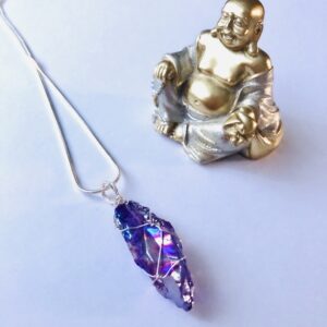 Purple Angel Aura Quartz Raw Necklace