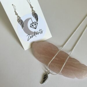 Angel Feather Earrings & Necklace Set