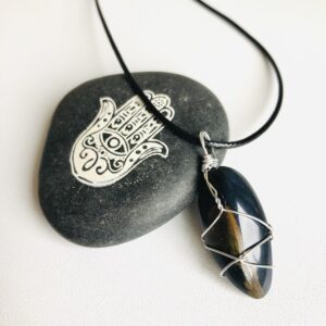 Blue Tigers Eye Smooth Necklace