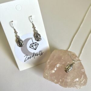 Buddha Charm Earrings & Necklace Set