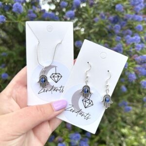 Hamsa Eye Earrings & Necklace Set